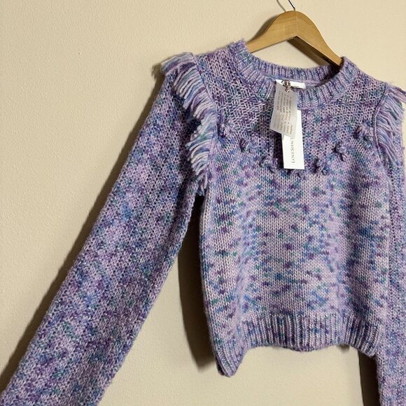LoveShackFancy Koru Fringe Pullover Sweater Womens Sz M Wool Alpaca Cottagecore - Picture 7 of 13